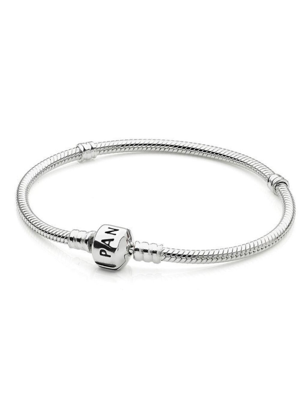 Pandora Moments Barrel Clasp Snake Chain Bracelet / Pandora Silver Charms